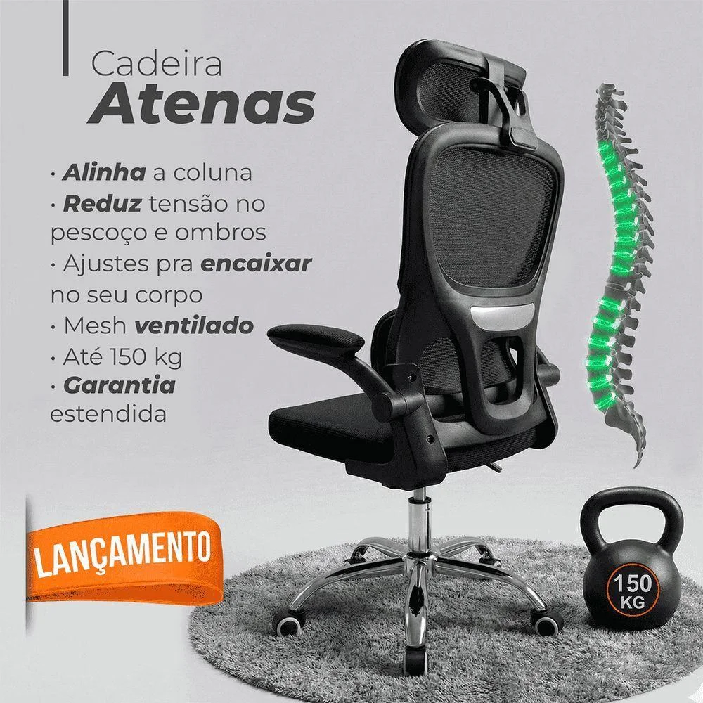 Imagem 3 de 5 do produto Kit 6 Cadeiras De Escritório Diretor Oficial Atenas Preto