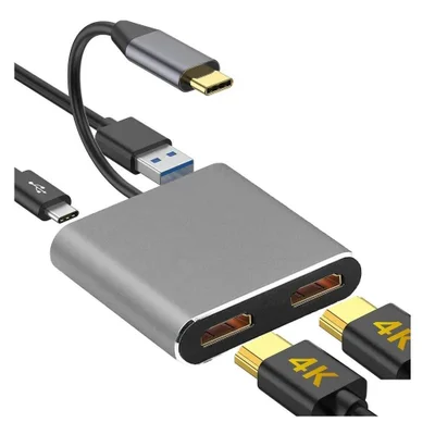 Conversor Usb-c Para 2 HDMI, 1 Usb 3.0, 1 Usb-c, 9754