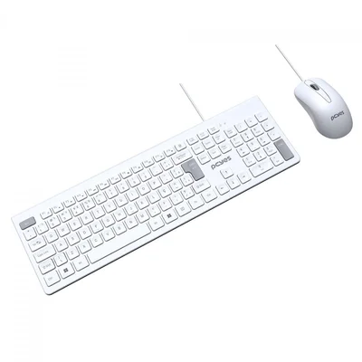 Kit Teclado E Mouse Usb PCyes Soft Branco - Cabo 2 Metros - PCosf2w