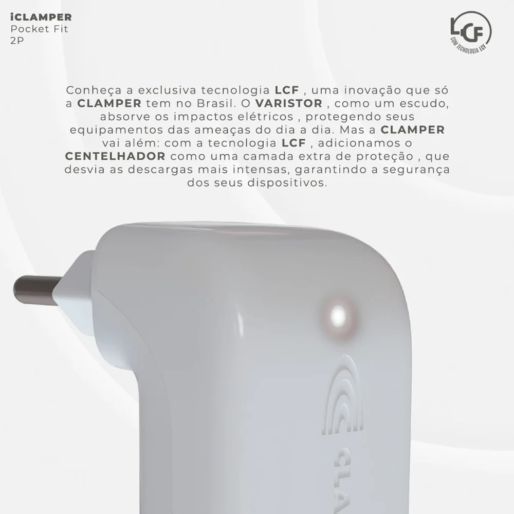 Imagem 3 de 5 do produto Protetor Eletronico Dps 2 Pinos 20a Iclamper Pocket Fit Branco 029211