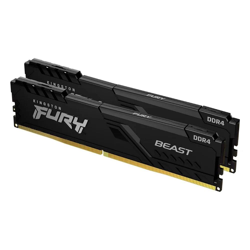 Kit 4 Unidades - Memoria Kingston Fury Beast 8GB DDR4 3200MHz CL16 Preto - 4x8GB Totalizando 32GB - KF432C16BB/8
