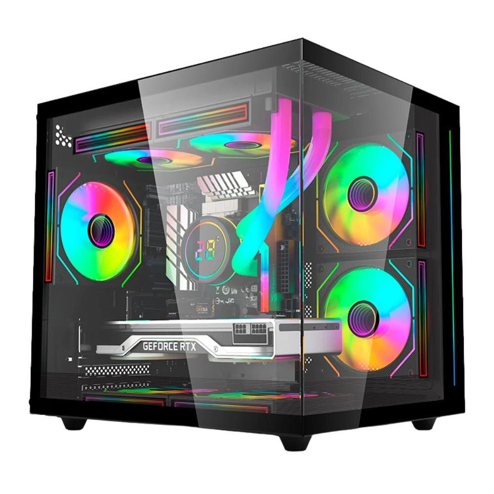 Gabinete Mini Tower Gamer C3tech Mt-g810wh Aquarius Preto Usb 3.0