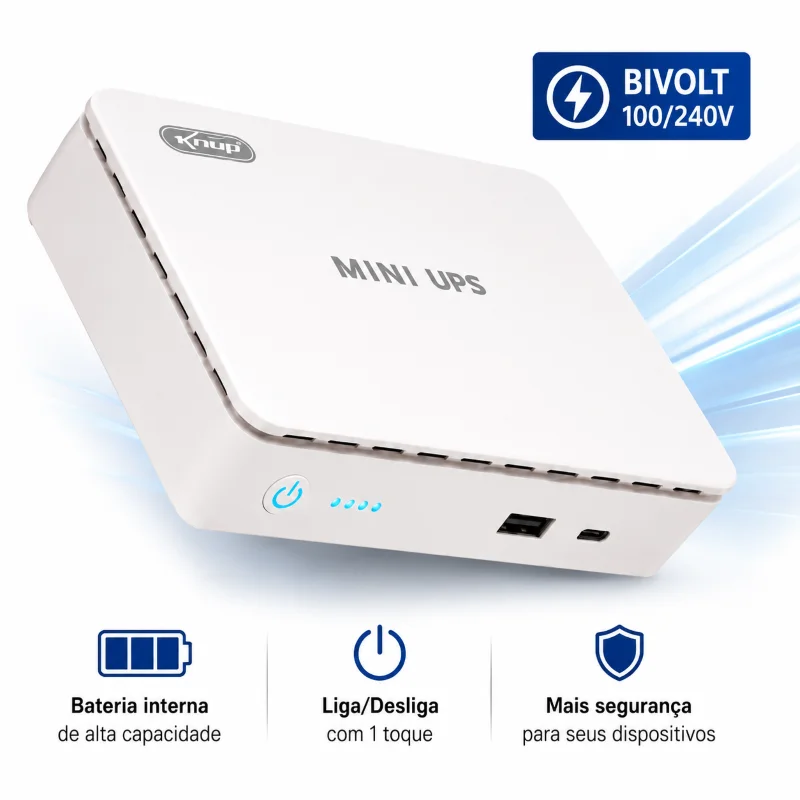 Imagem 2 de 5 do produto Mini Nobreak Ups 35w Kp-588 Bivolt 100/240v Usb Type-c 18w Poe 15/24v