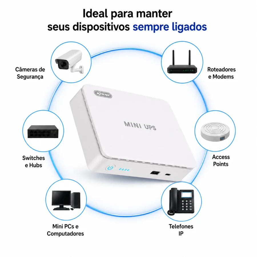 Imagem 3 de 5 do produto Mini Nobreak Ups 35w Kp-588 Bivolt 100/240v Usb Type-c 18w Poe 15/24v
