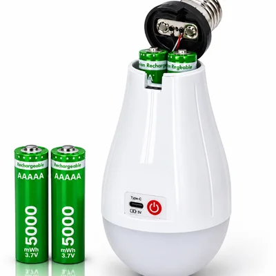 Lâmpada LED Bulbo E27 20w Emergência Recarregável Bivolt Usb-c 6500k 1200lm Portátil