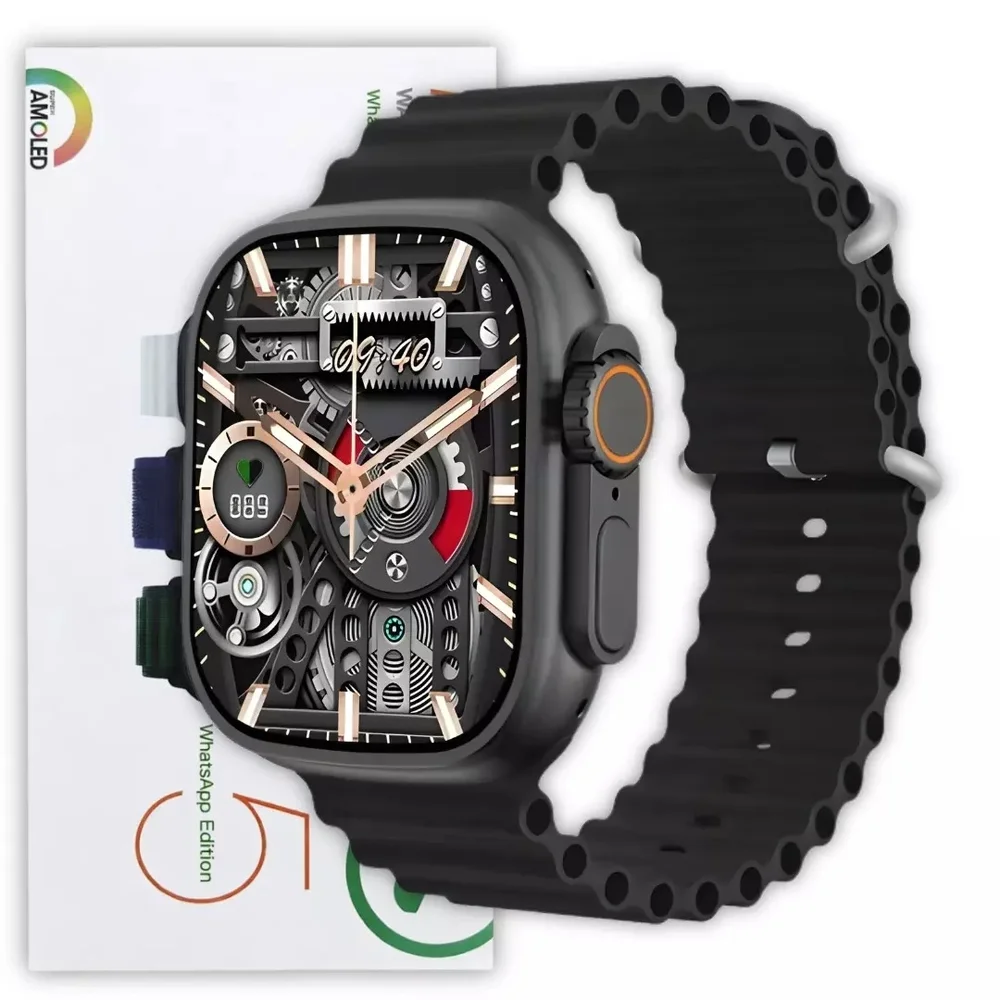 Smartwatch Microwear Ultra 5 Plus 49mm Serie 11 2gb AmoLED Whatsapp - Preto
