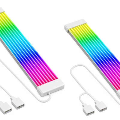 Cabo De Extensão RGB 8 Pin + 24 Pin 5v 3 Pin Gpu E Placa Mãe Branco