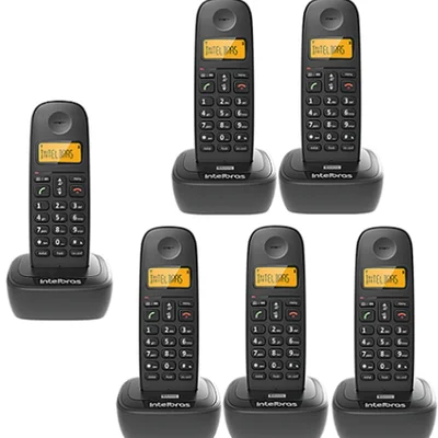 Kit Telefone Sem Fio Ts 2510 + 5 Ramais Ts 2511 Intelbras