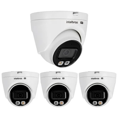 Kit 4 Câmeras Ip 2 Megapixels 20m Poe Com Áudio Vip 1220 D Full Color+ Intelbras