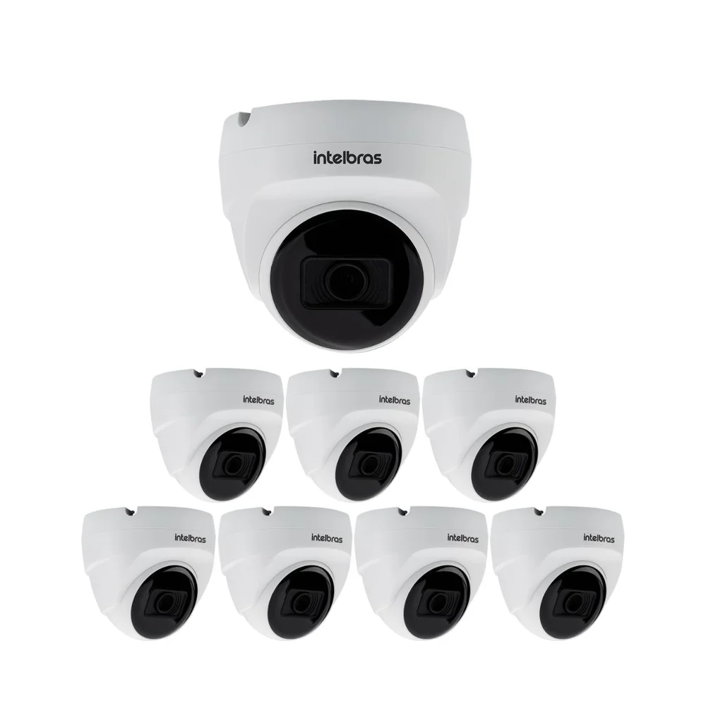 Kit 8 Câmeras Multi Hd 2 Megapixels 20m Com Áudio Vhd 1220 D Mic G9 Intelbras