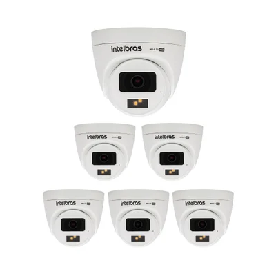 Kit 6 Câmeras Multi Hd 2 Megapixels 20m Full Hd Vhd 3220 D Full Color + Intelbras