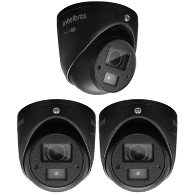 Kit 3 Câmera Multi Hd 2 Megapixels 20m Vhd 3220 Mini D G8 Black Intelbras