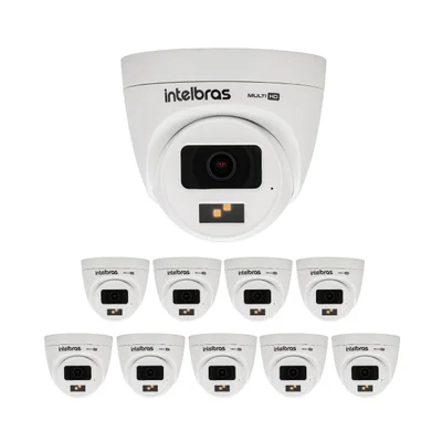 Kit 10 Câmeras Multi Hd 2 Megapixels 20m Full Hd Vhd 3220 D Full Color + Intelbras