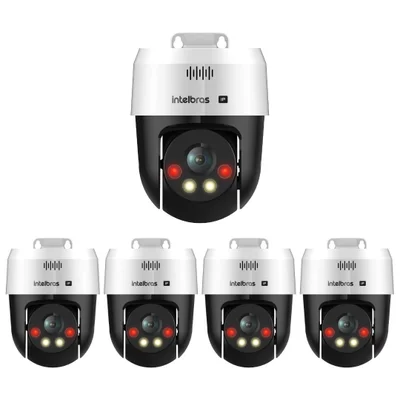Kit 5 Câmera Ip Mini Speed Dome 3 Megapixels 30m Poe Com Áudio Vip 1300 Mini Sd Intelbras