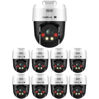 Kit 9 Câmera Ip Mini Speed Dome 3 Megapixels 30m Poe Com Áudio Vip 1300 Mini Sd Intelbras