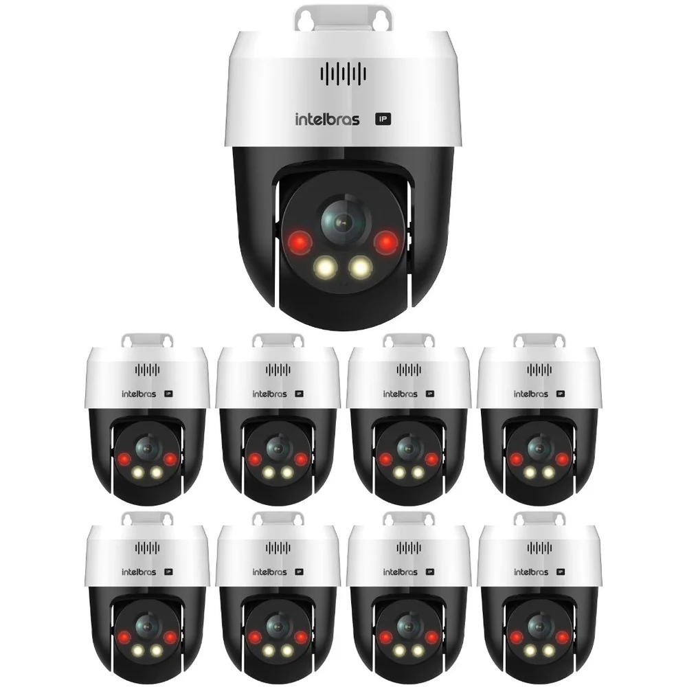 Kit 9 Câmera Ip Mini Speed Dome 3 Megapixels 30m