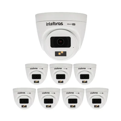Kit 8 Câmeras Multi Hd 2 Megapixels 20m Full Hd Vhd 3220 D Full Color + Intelbras
