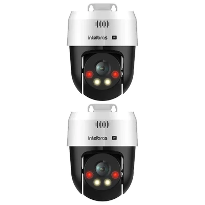 Kit 2 Câmera Ip Mini Speed Dome 3 Megapixels 30m Poe Com Áudio Vip 1300 Mini Sd Intelbras