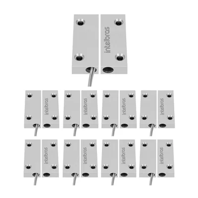 Kit 9 Sensores Magnético De Abertura Com Fio Xas Porta De Aço Mini Intelbras