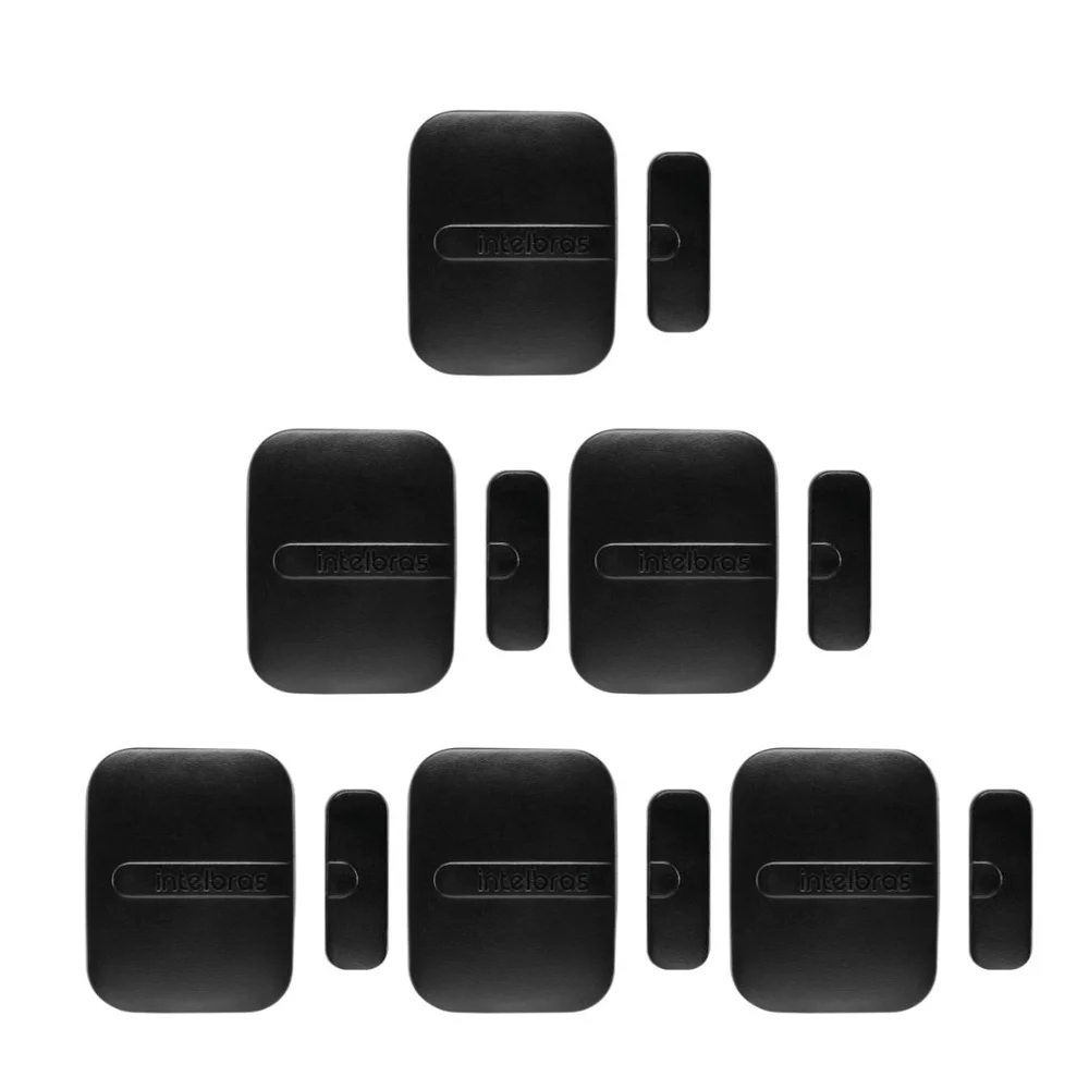 Kit 6 Sensores Magnético De Abertura Sem Fio De Porta E Janela Xas Smart Black Intelbras