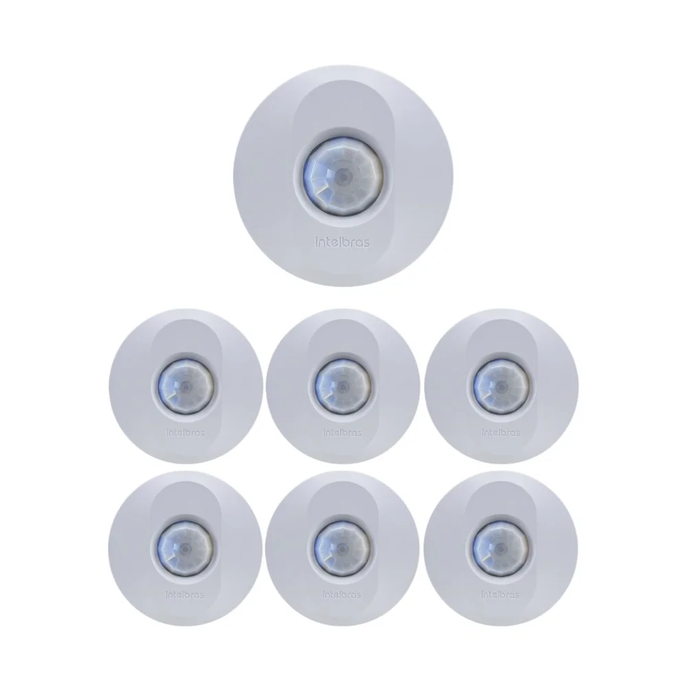 Kit 7 Sensores De Presença Para Iluminação 360° Sobrepor Espi 360 Intelbras