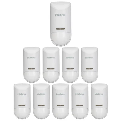 Kit 10 Sensores Alarme Infra Pet 15 Kg Sem Fio Interno Ivp 5000 Smart Ld Intelbras