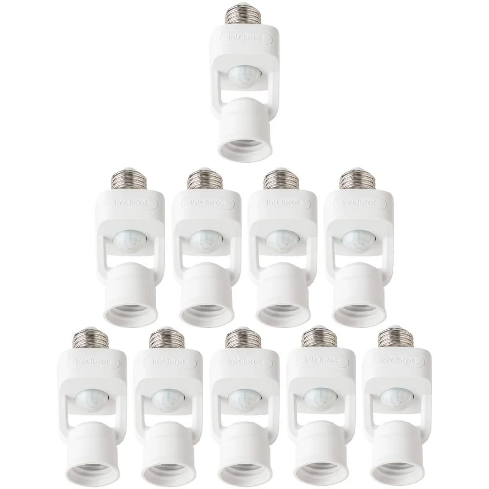 Kit 10 Sensores De Presença Para Iluminação Soquete E27 Espi 360 S Intelbras