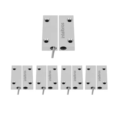 Kit 5 Sensores Magnético De Abertura Com Fio Xas Porta De Aço Mini Intelbras