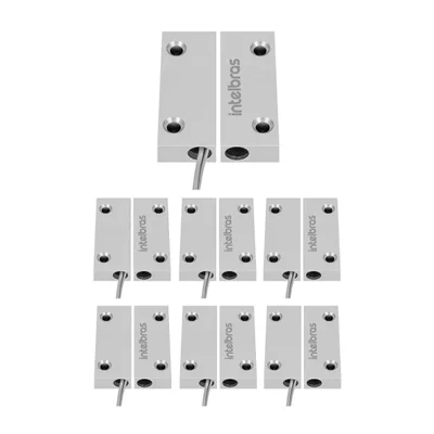 Kit 7 Sensores Magnético De Abertura Com Fio Xas Porta De Aço Mini Intelbras