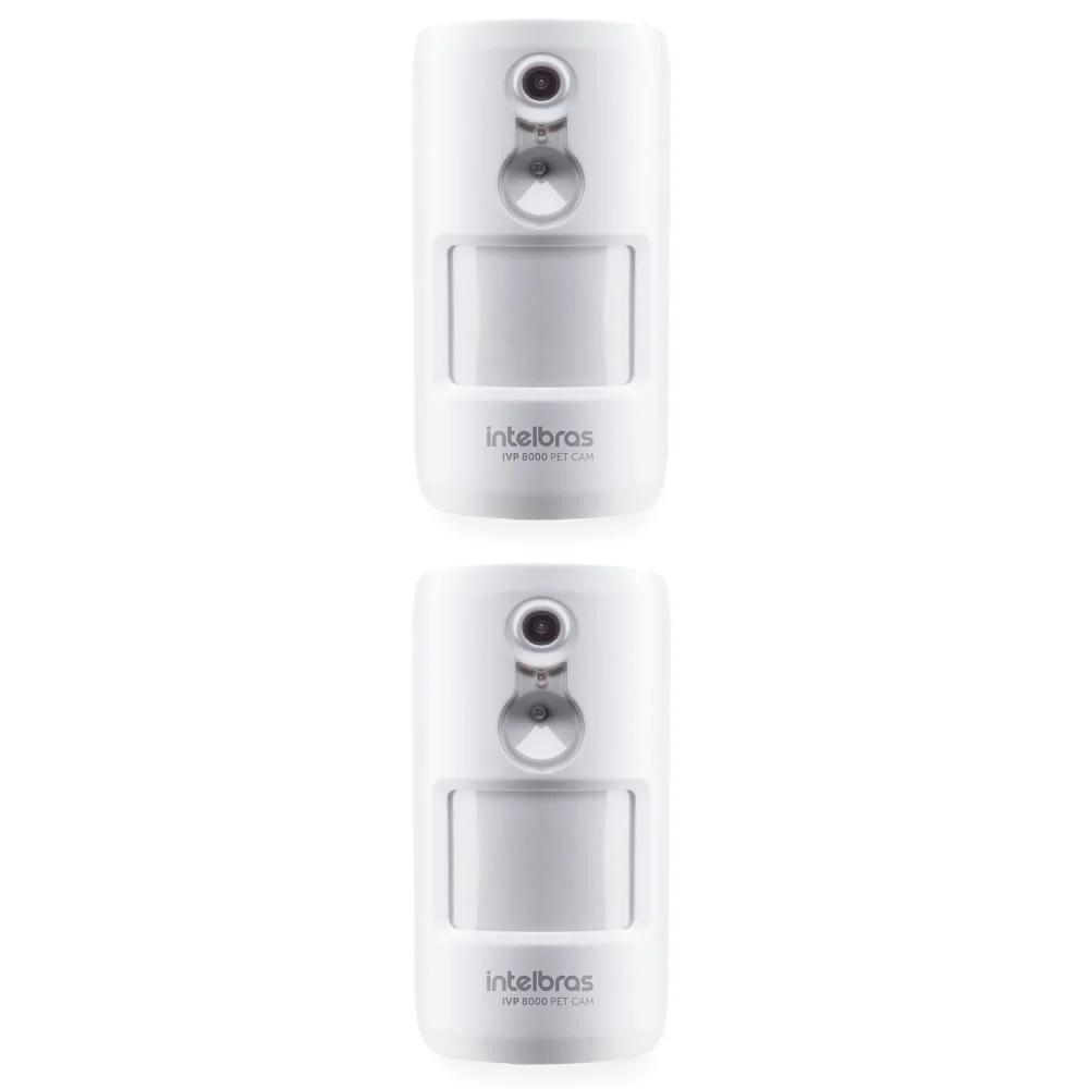 Kit 2 Sensores De Movimento Infra Sem Fio Pet Immunity 20kg C/ Câmera Integrada Ivp 8000 Pet Cam Intelbras