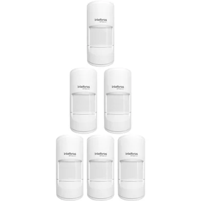 Kit 6 Sensores Alarme Com Fio Infra Pet 20 Kg Ivp 5001 Pet Intelbras