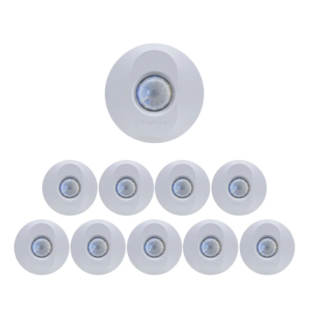 Kit 10 Sensores De Presença Para Iluminação 360° Sobrepor Espi 360 Intelbras