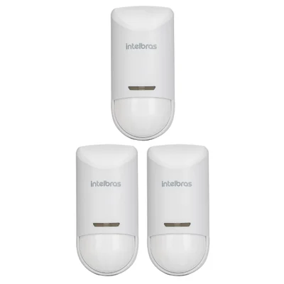 Kit 3 Sensores Alarme Infra Pet 15 Kg Sem Fio Interno Ivp 5000 Smart Ld Intelbras