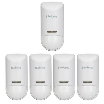 Kit 5 Sensores Alarme Infra Pet 15 Kg Sem Fio Interno Ivp 5000 Smart Ld Intelbras