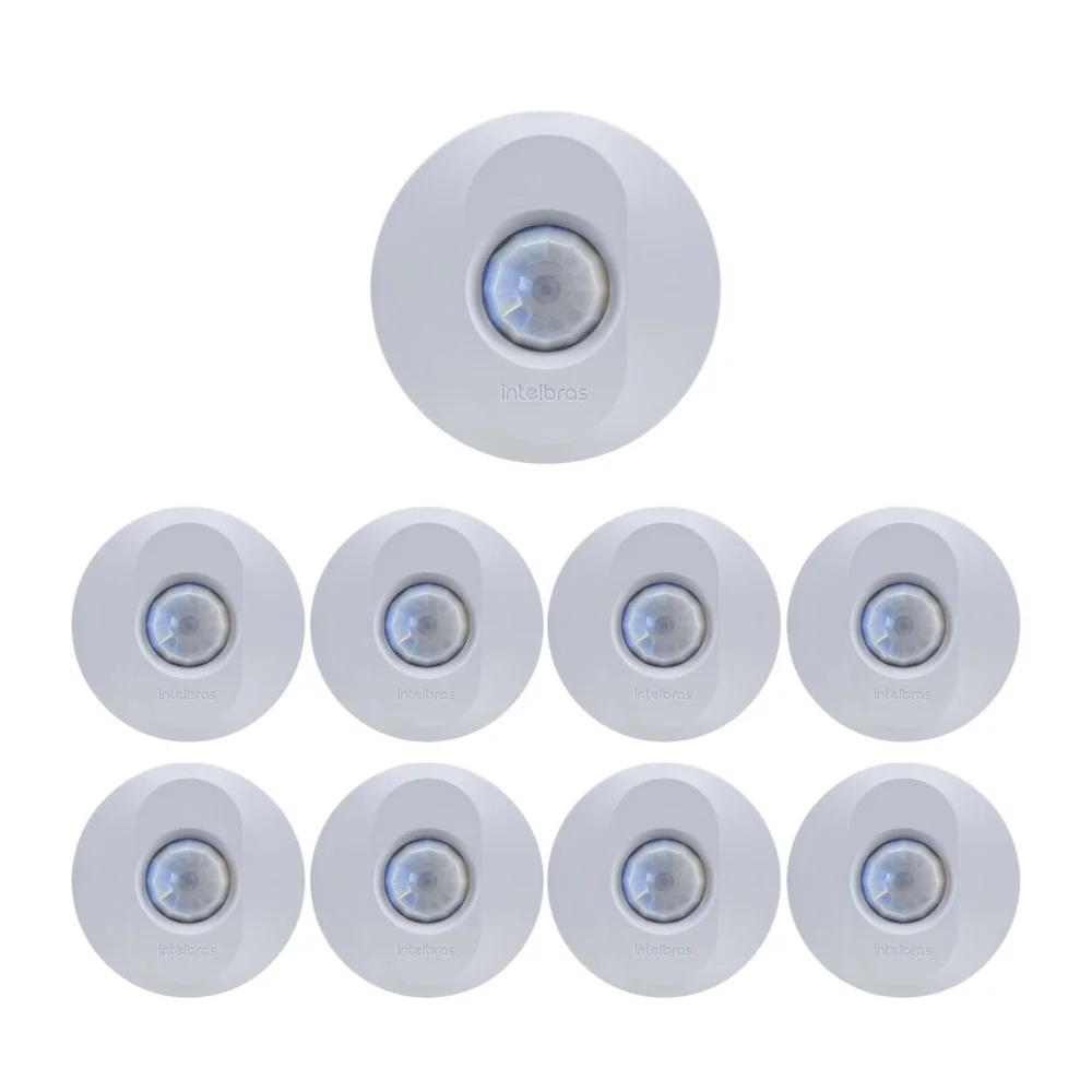 Kit 9 Sensores De Presença Para Iluminação 360° Sobrepor Espi 360 Intelbras