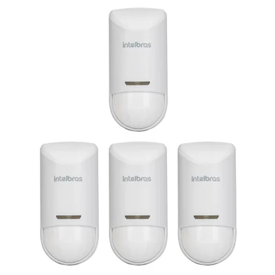 Kit 4 Sensores Alarme Infra Pet 15 Kg Sem Fio Interno Ivp 5000 Smart Ld Intelbras