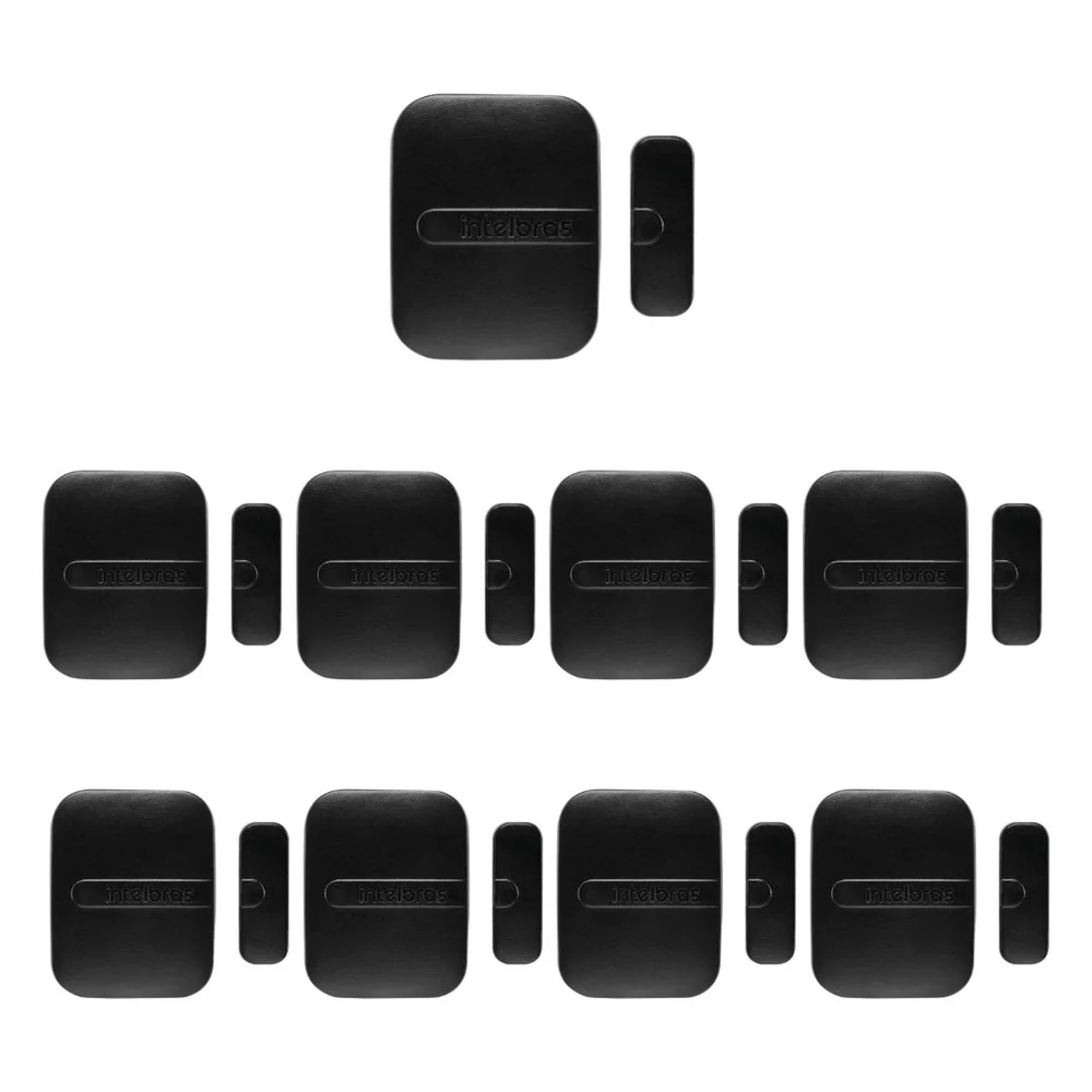 Kit 9 Sensores Magnético De Abertura Sem Fio De Porta E Janela Xas Smart Black Intelbras