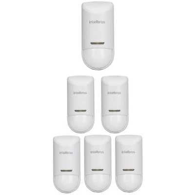 Kit 6 Sensores Alarme Infra Pet 15 Kg Sem Fio Interno Ivp 5000 Smart Ld Intelbras