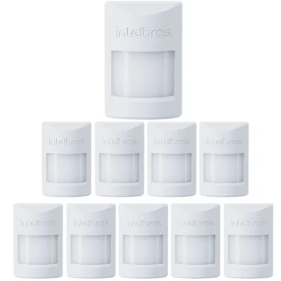 Kit 10 Sensores Infra Com Fio Pet Immunity 20 Kg Ivp 1000 Pet Intelbras