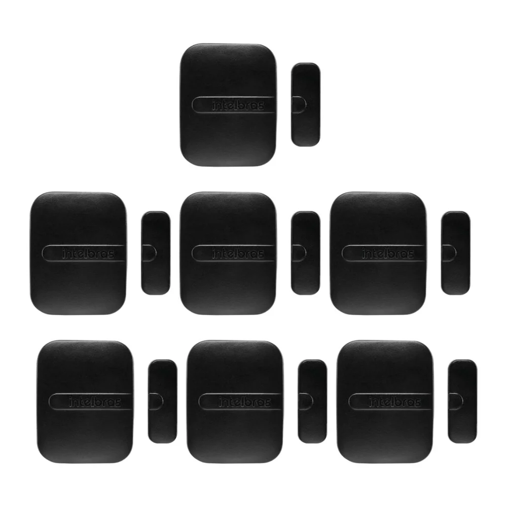 Kit 7 Sensores Magnético De Abertura Sem Fio De Porta E Janela Xas Smart Black Intelbras