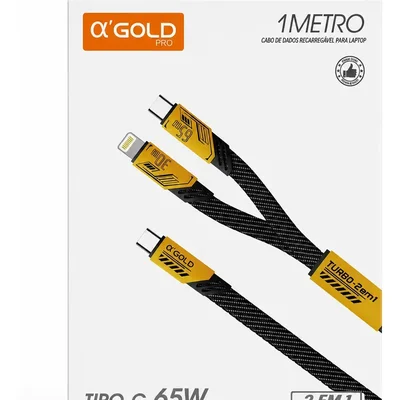 Cabo Turbo 2 Em 1 Tipo C 65w Lightning 30w A'gold Cb15 1m