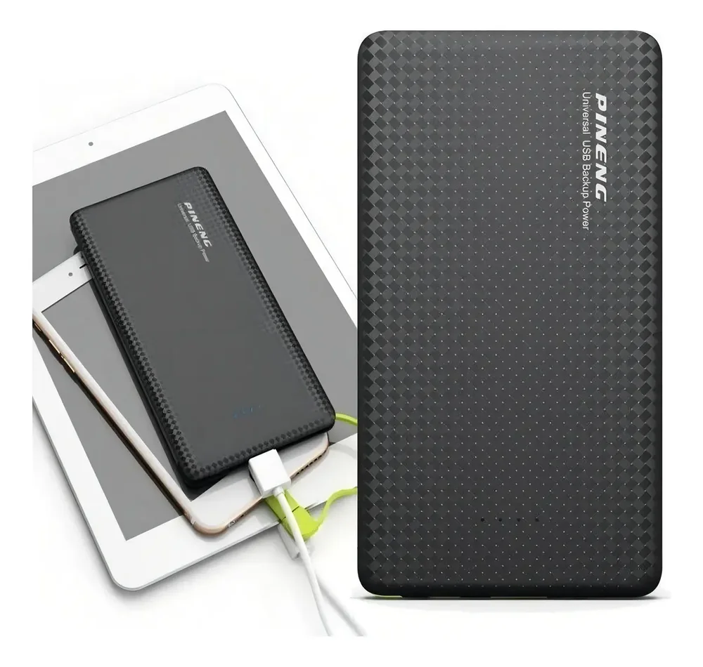 Carregador Portátil Power Bank 5000mah Preto Com 3 Portas Usb Rápida