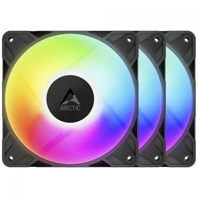 Kit Fan Com 3 Unidades Arctic P12 Pro Reverse, ARGB, 120mm, Pwm, Preto, Acfan00333a