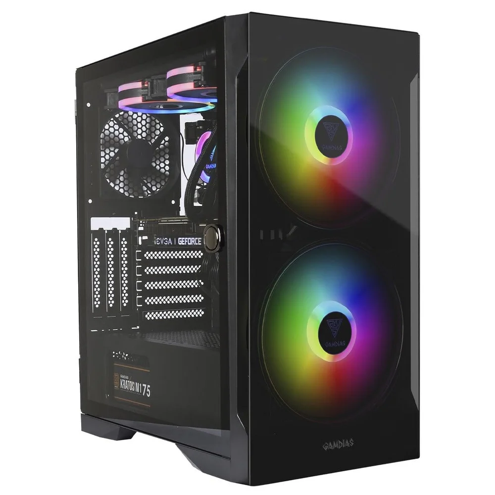 Gabinete Gamer Gamdias Apollo E2 Elite, Mid Tower, Vidro Temperado, Atx, Com 3 Fans, Preto