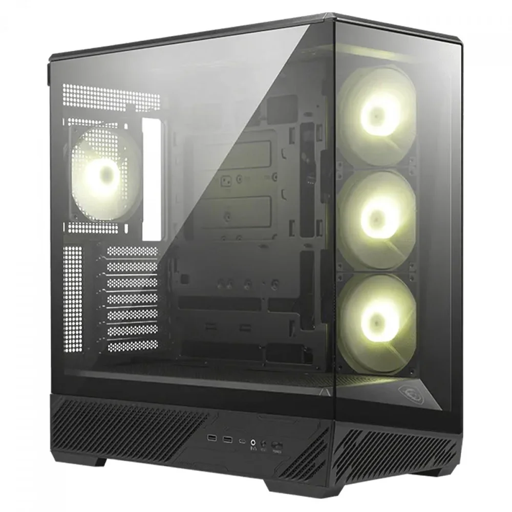 Gabinete Gamer Msi Mag Pano 130r Pz, Mid Tower, Vidro Temperado, Atx, Com 4 Fans ARGB, Preto