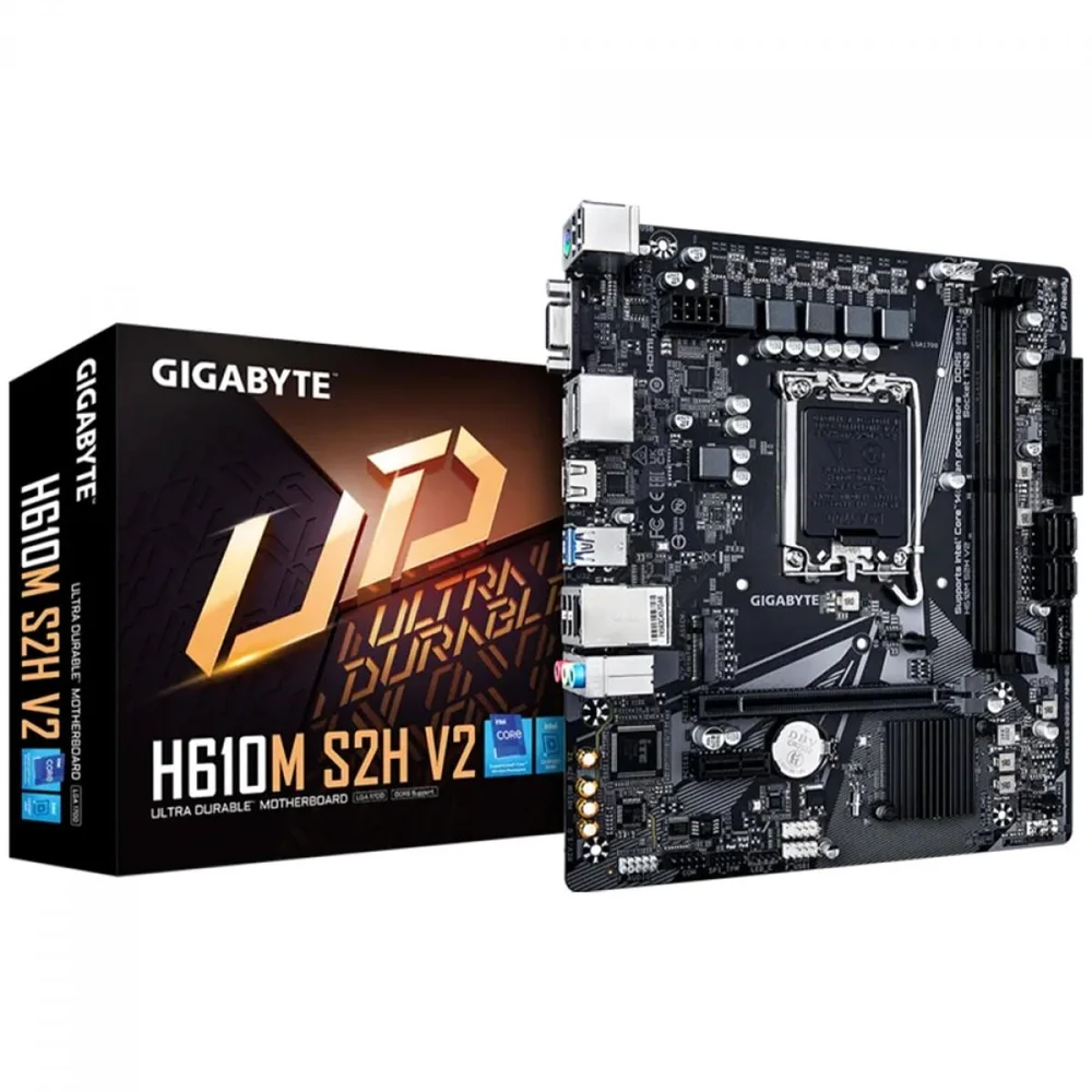 Placa Mãe Gigabyte H610m S2h V2, Chipset H610, Intel LGA 1700, Matx, Ddr5