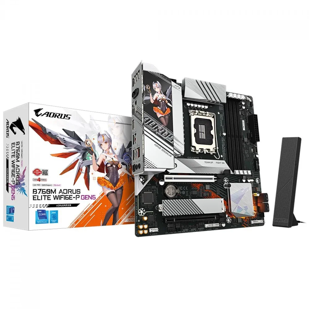 Placa Mãe Gigabyte B760m Aorus Elite Wifi6e-p Gen5, Chipset B760, Intel LGA 1700, Matx, Ddr5