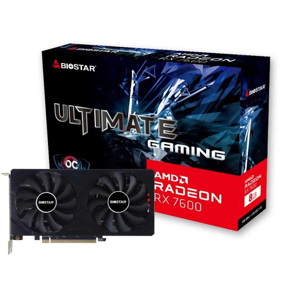 Placa De Vídeo Biostar Amd Radeon Rx 7600 Oc Ultimate Gaming, 8GB, Gddr6, Fsr, Ray Tracing, Va76s6rm81