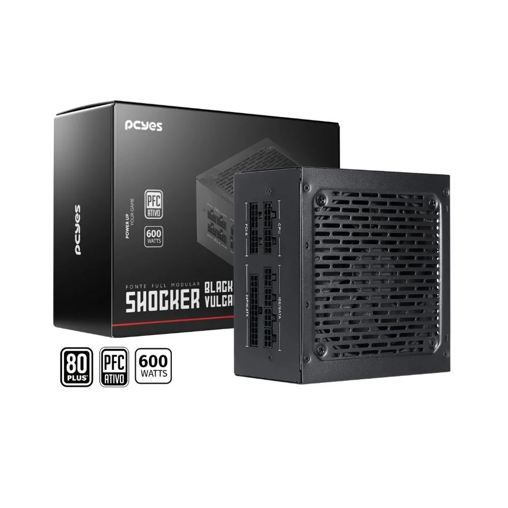Fonte De Alimentação 600w PCyes Shocker 80 Plus Standard Modular