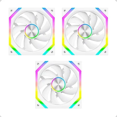 Kit 03 Ventoinha Rise Mode Magneto X White Placa Mãe Reverse, ARGB, 5v, 120mm, S/ Controladora - RM-MAX-ARGB-W-RV